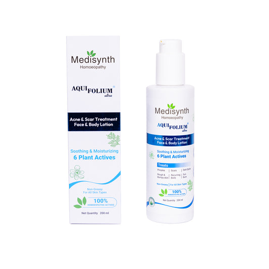 Aquifolium Ultra - 200ml Lotion | Homoeopathic Medicine for Acne, Pimples, and Clear Skin