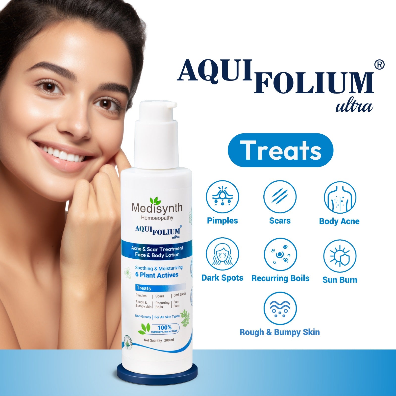 Aquifolium Ultra 200ml Lotion for Acne and Clear Skin