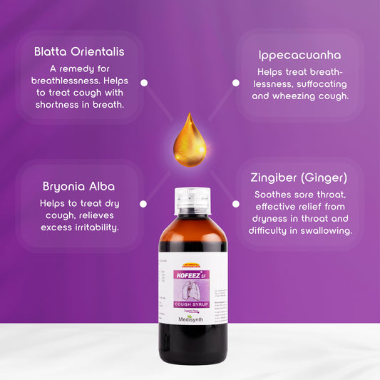 Kofeez SF Cough Syrup | Sugar-Free Homoeopathic Remedy for All types of  Cough, and Throat irritation Relief